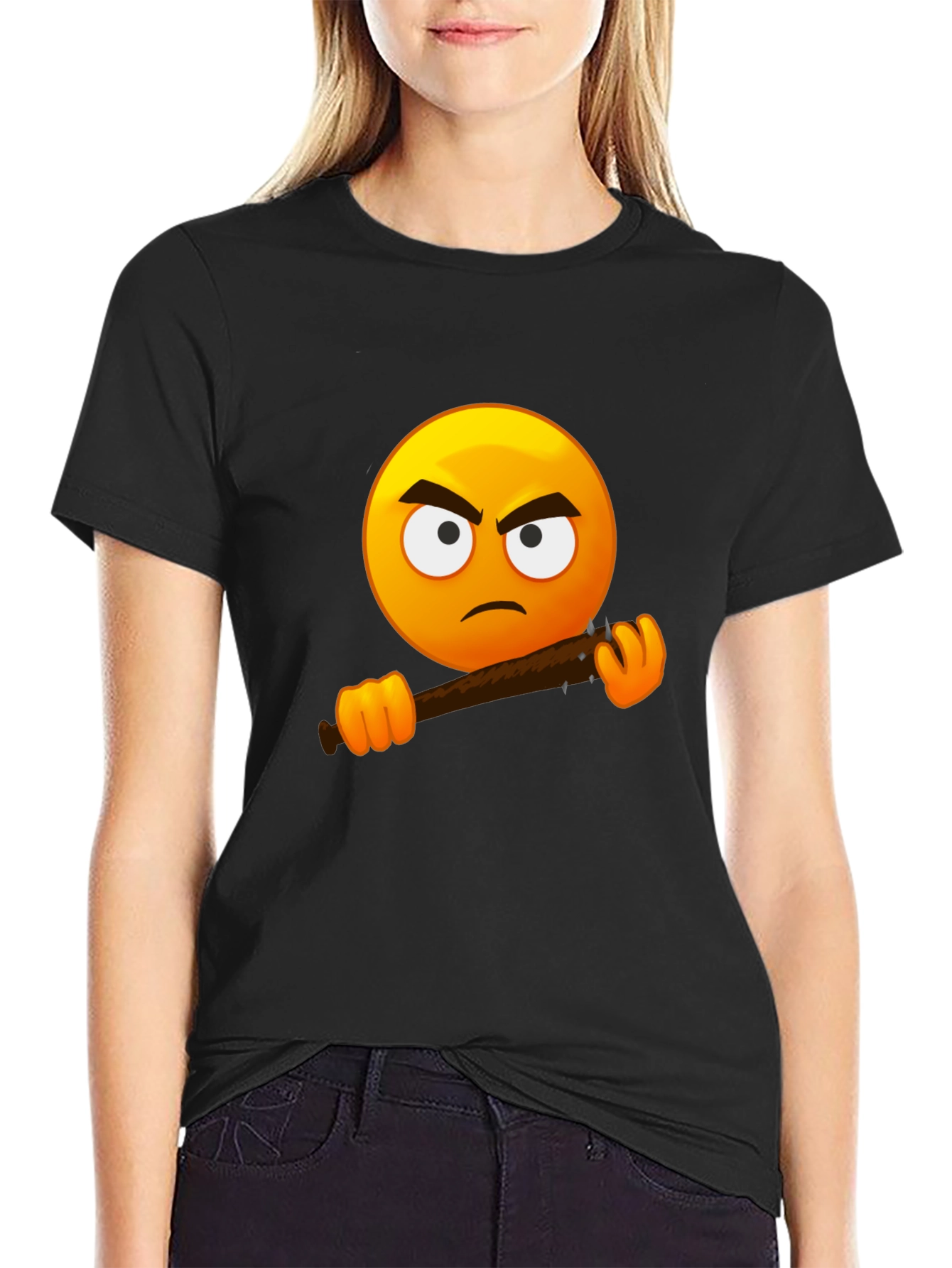 Black Angry Emoji Graphic Tee - Black T-Shirt view 2