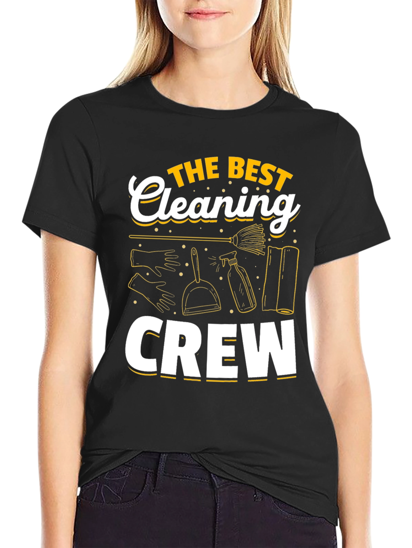 Black The Best Cleaning Crew Graphic T-Shirt view 2
