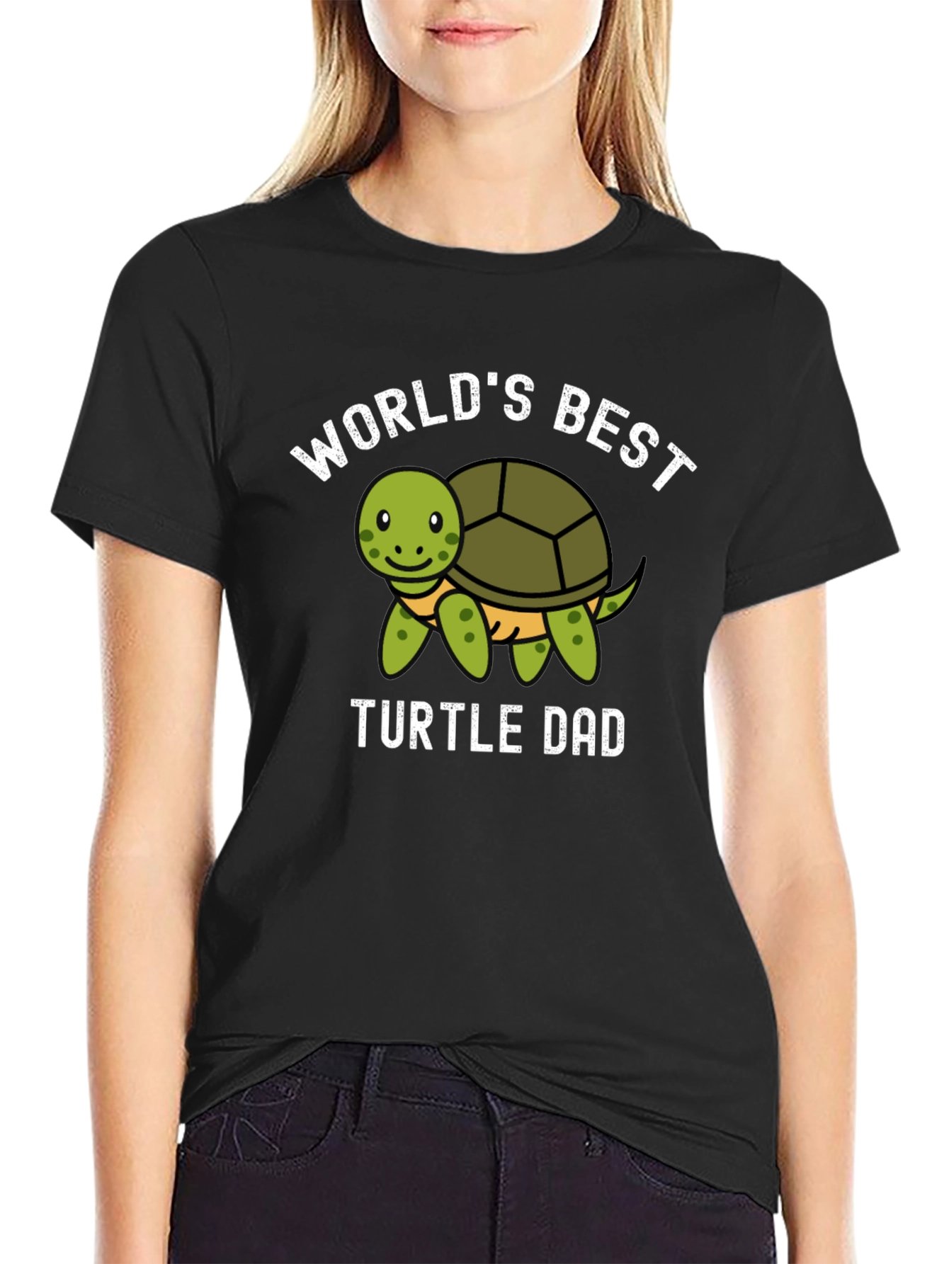Black World's Best Turtle Dad Graphic T-Shirt view 2