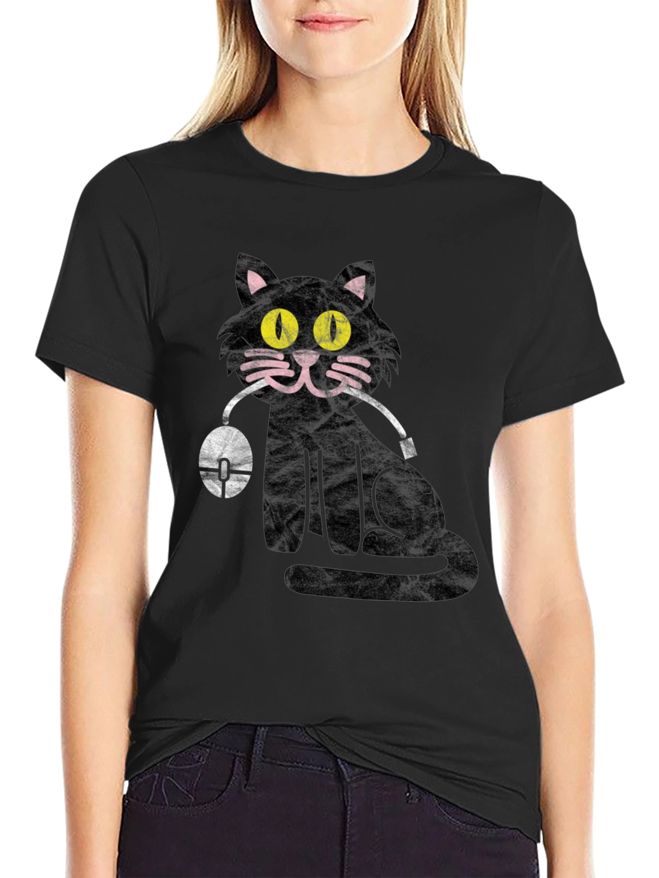 Black Cat Got Your Mouse Graphic Tee view 2