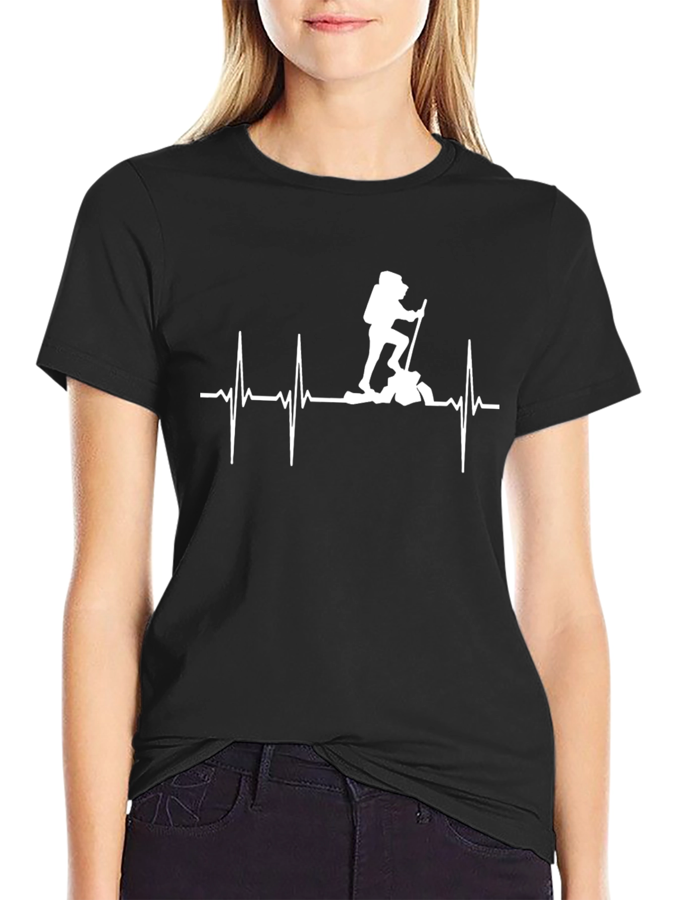 Black Hiking Heartbeat T-Shirt - Black view 2