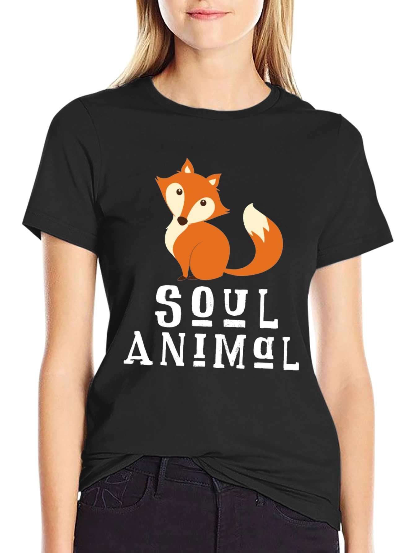 Black Soul Animal Fox Graphic Tee view 2