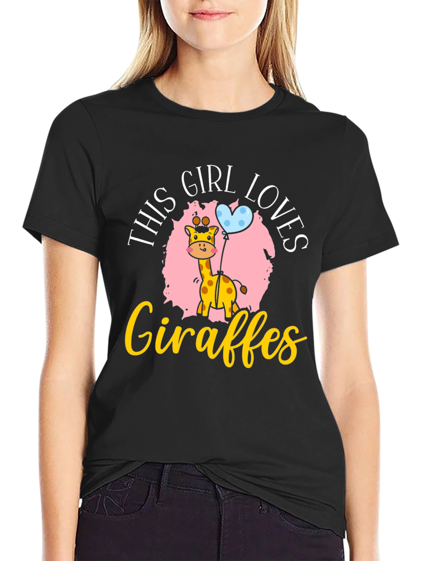 Black Girl Loves Giraffes T-Shirt view 2