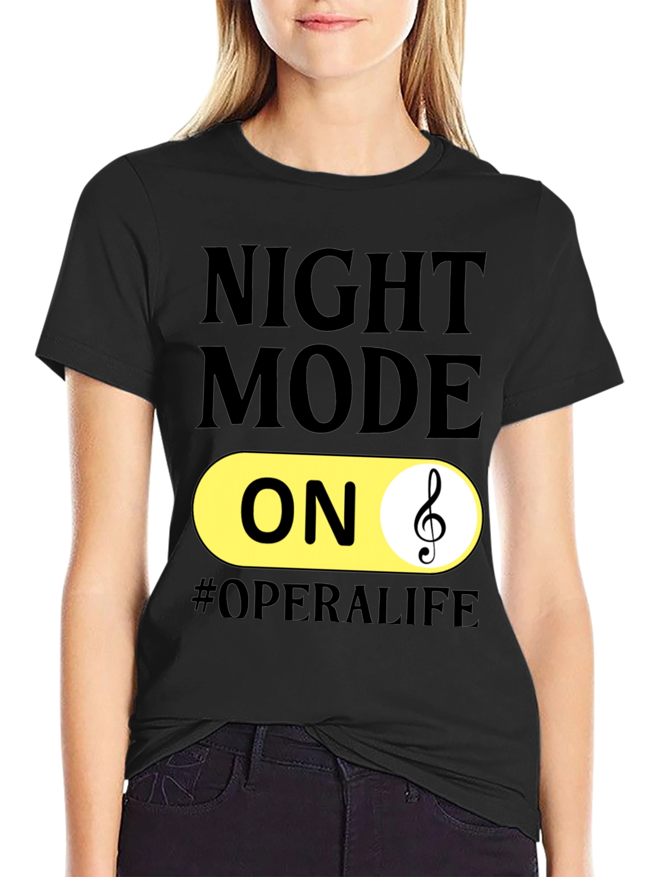 Black Night Mode ON Opera Life T-Shirt view 2