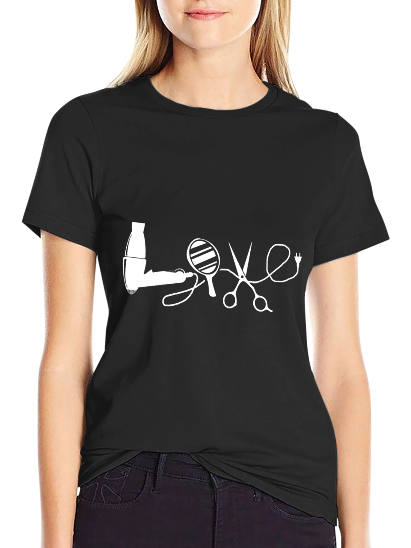 Black Hairdresser Love Graphic T-Shirt - Black view 2