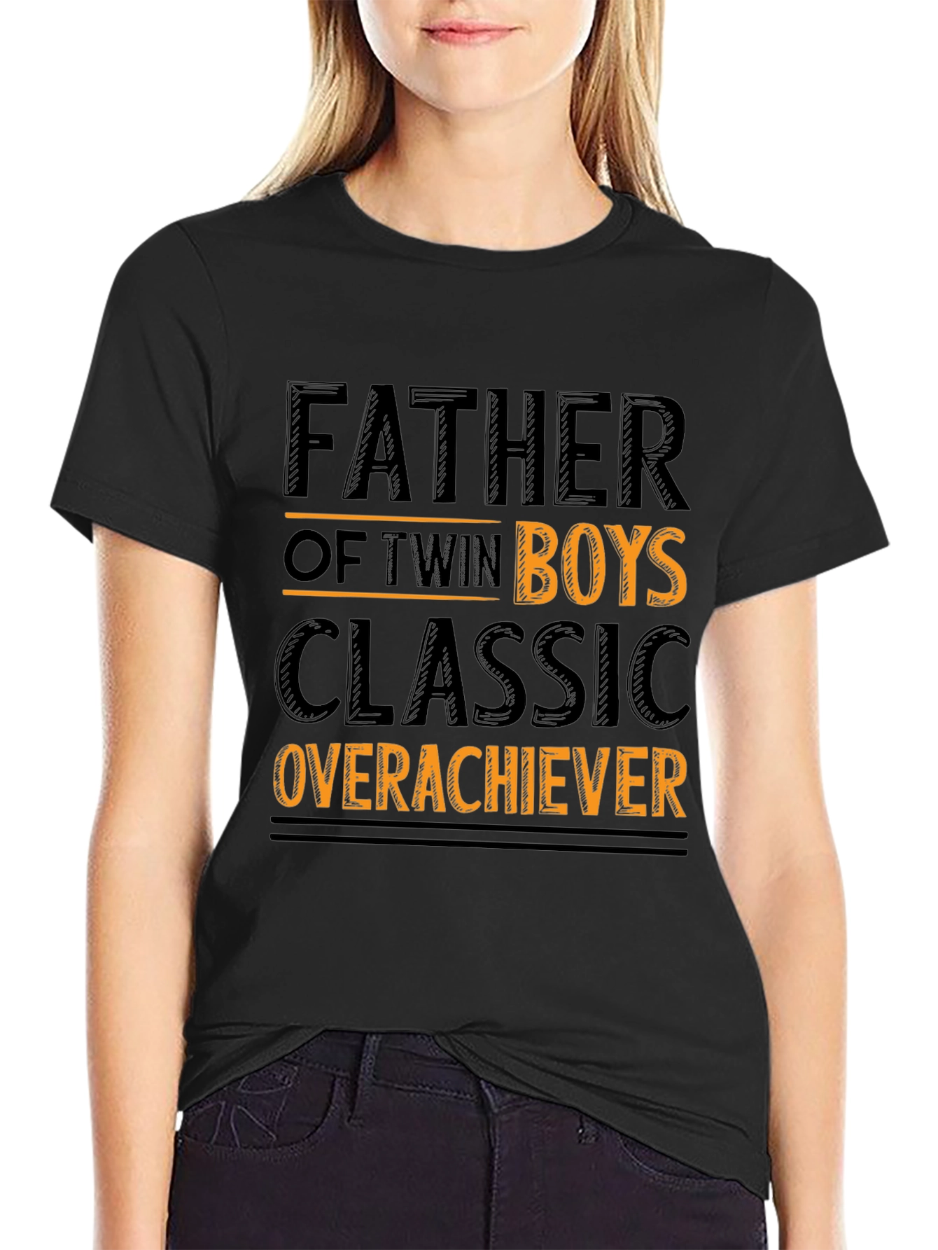 Black Father of Twin Boys Classic Overachiever T-Shirt view 2