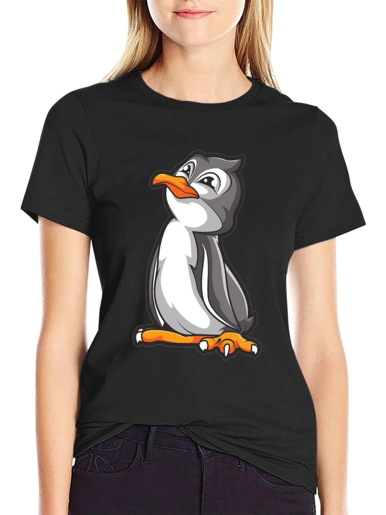 Black Penguin Graphic Tee - Black Cotton Blend Comfort Fit view 2