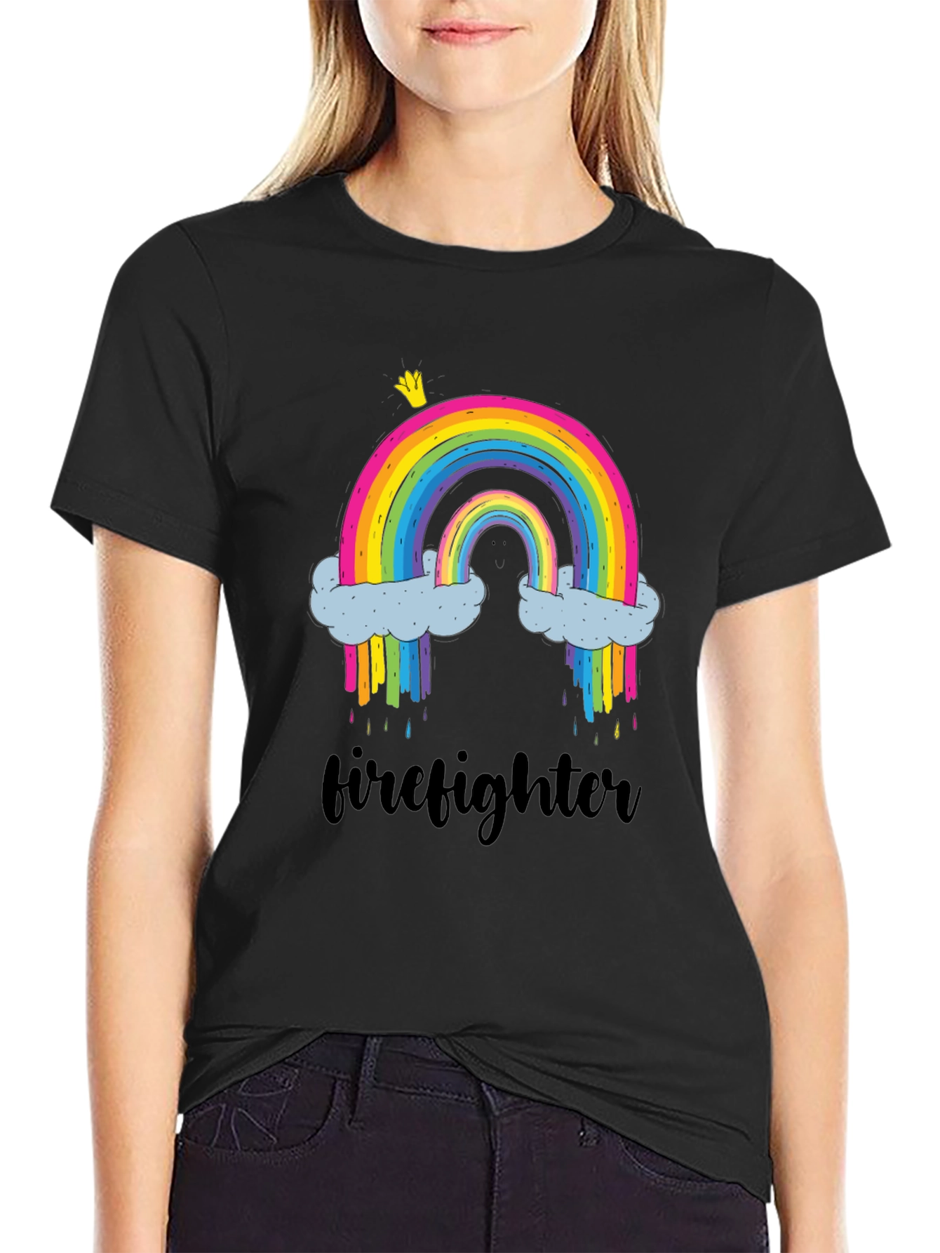 Black Rainbow Firefighter Graphic Tee - Unisex view 2