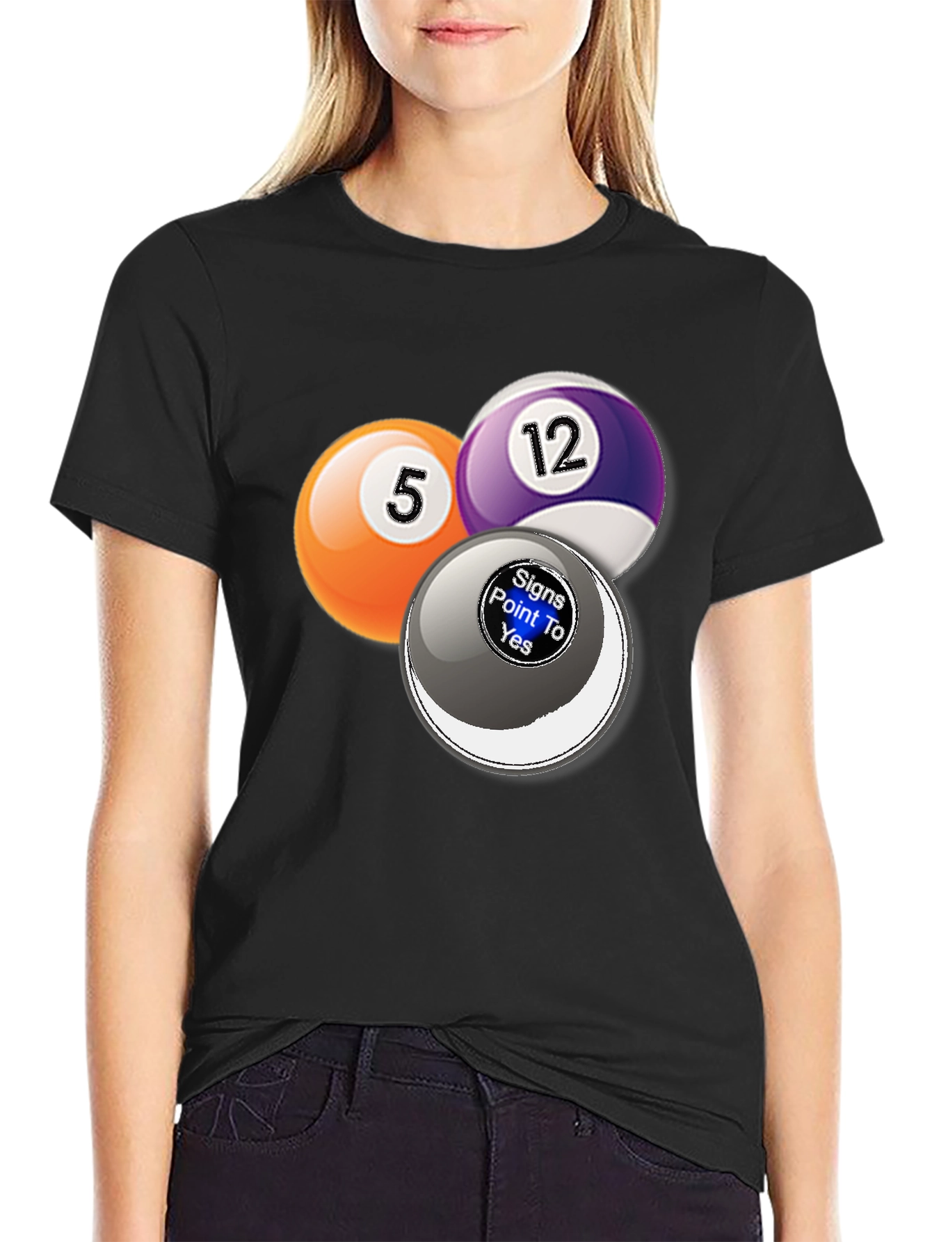 Black Billiards Graphic T-Shirt - Novelty Pool Ball Tee view 2