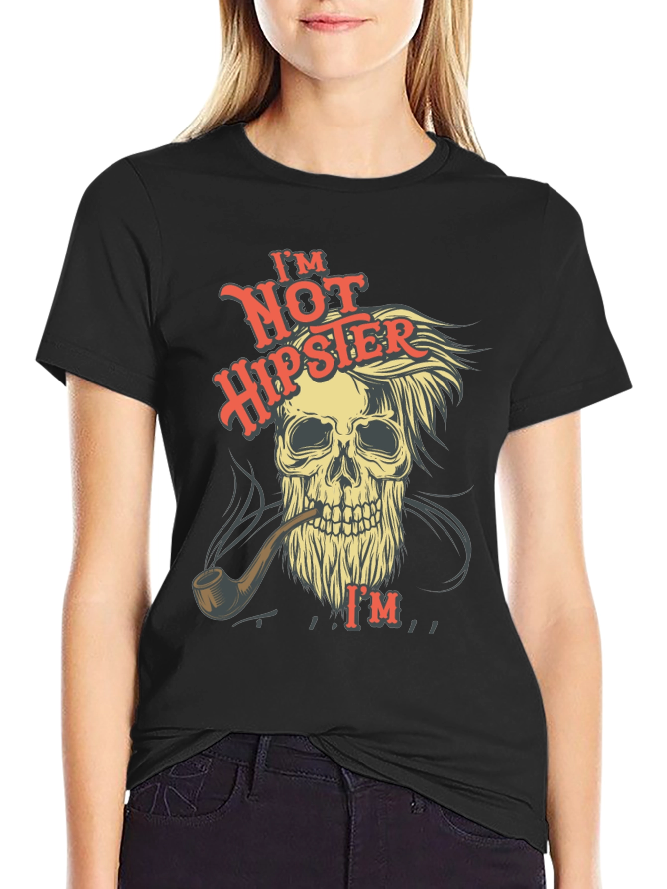 Black Skull T-Shirt - Not Hipster Design view 2