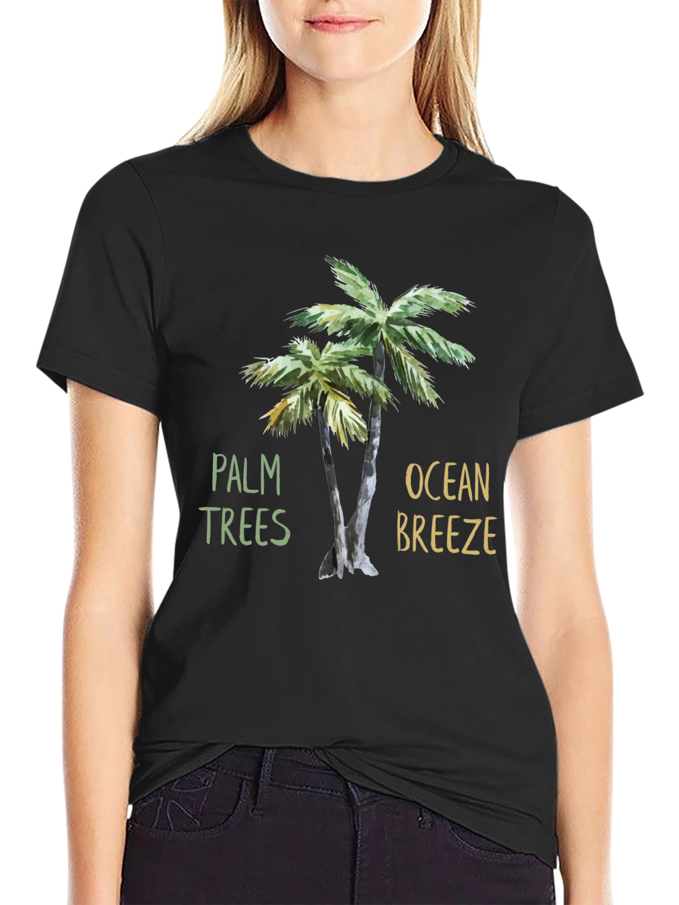 Black Palm Trees & Ocean Breeze T-Shirt view 2