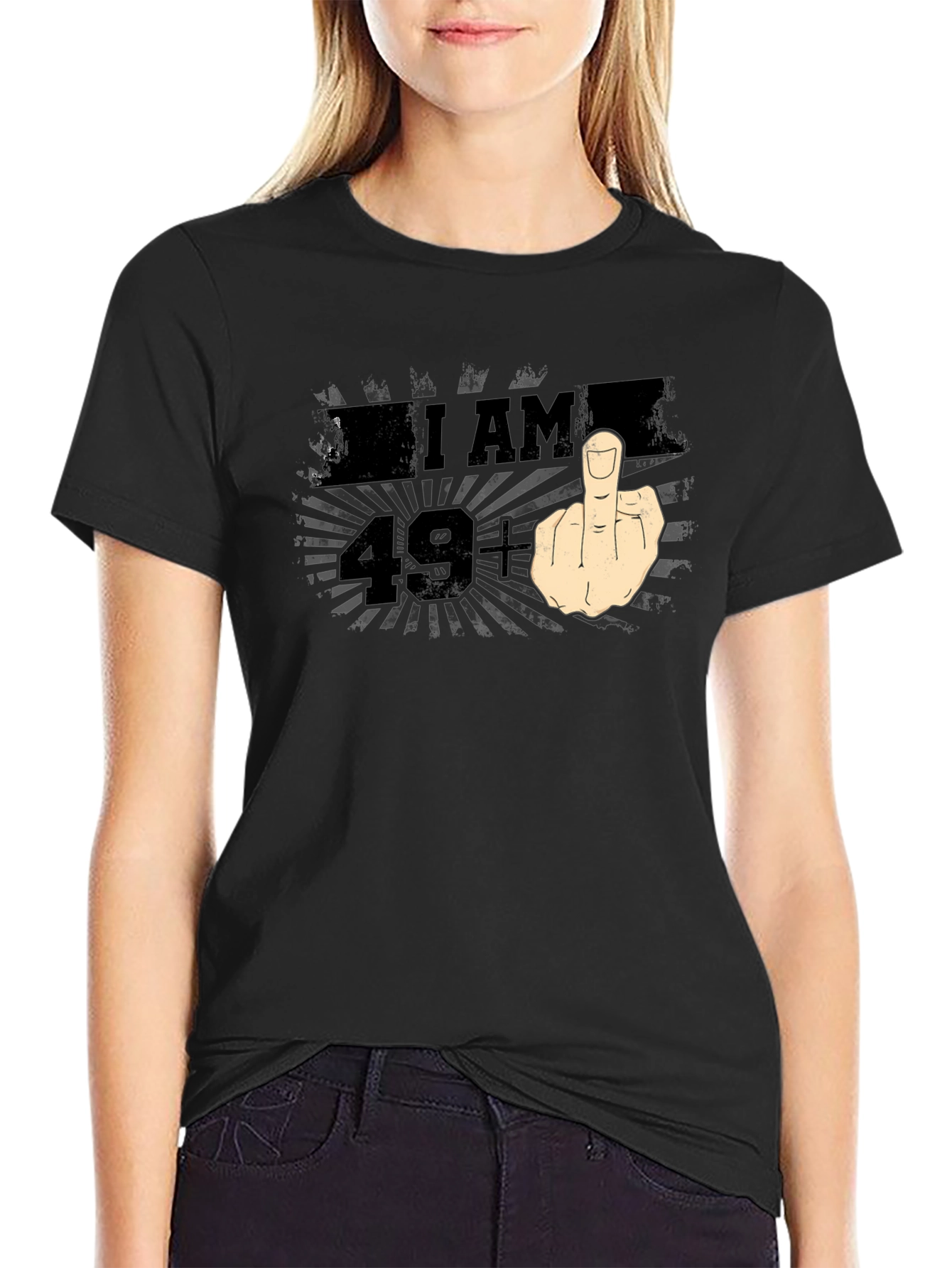 Black I AM 49+ Middle Finger Graphic T-Shirt view 2