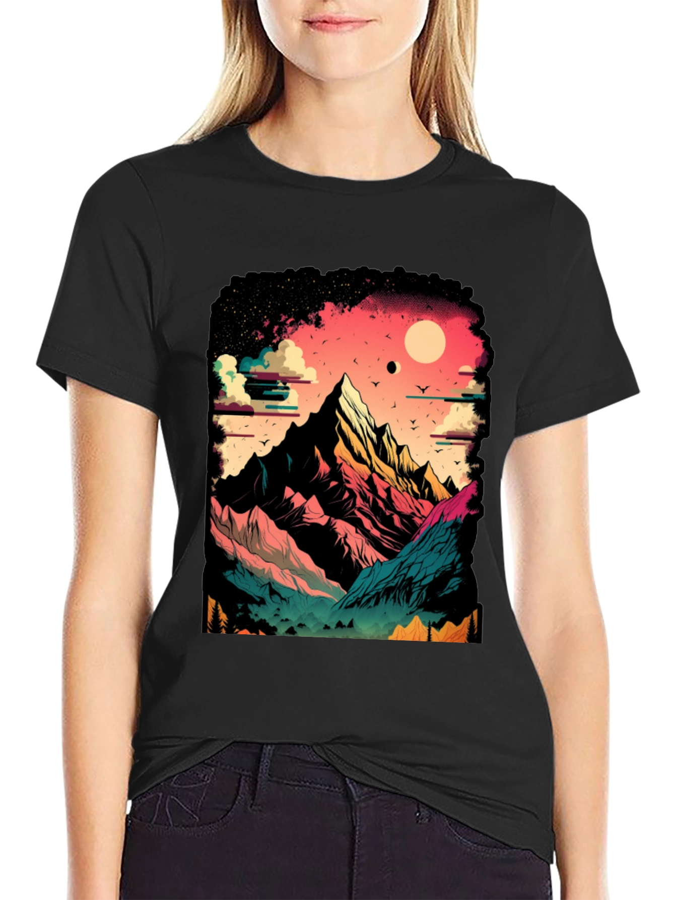 Black Mountain Graphic Tee - Nature Lover's Black T-Shirt view 2