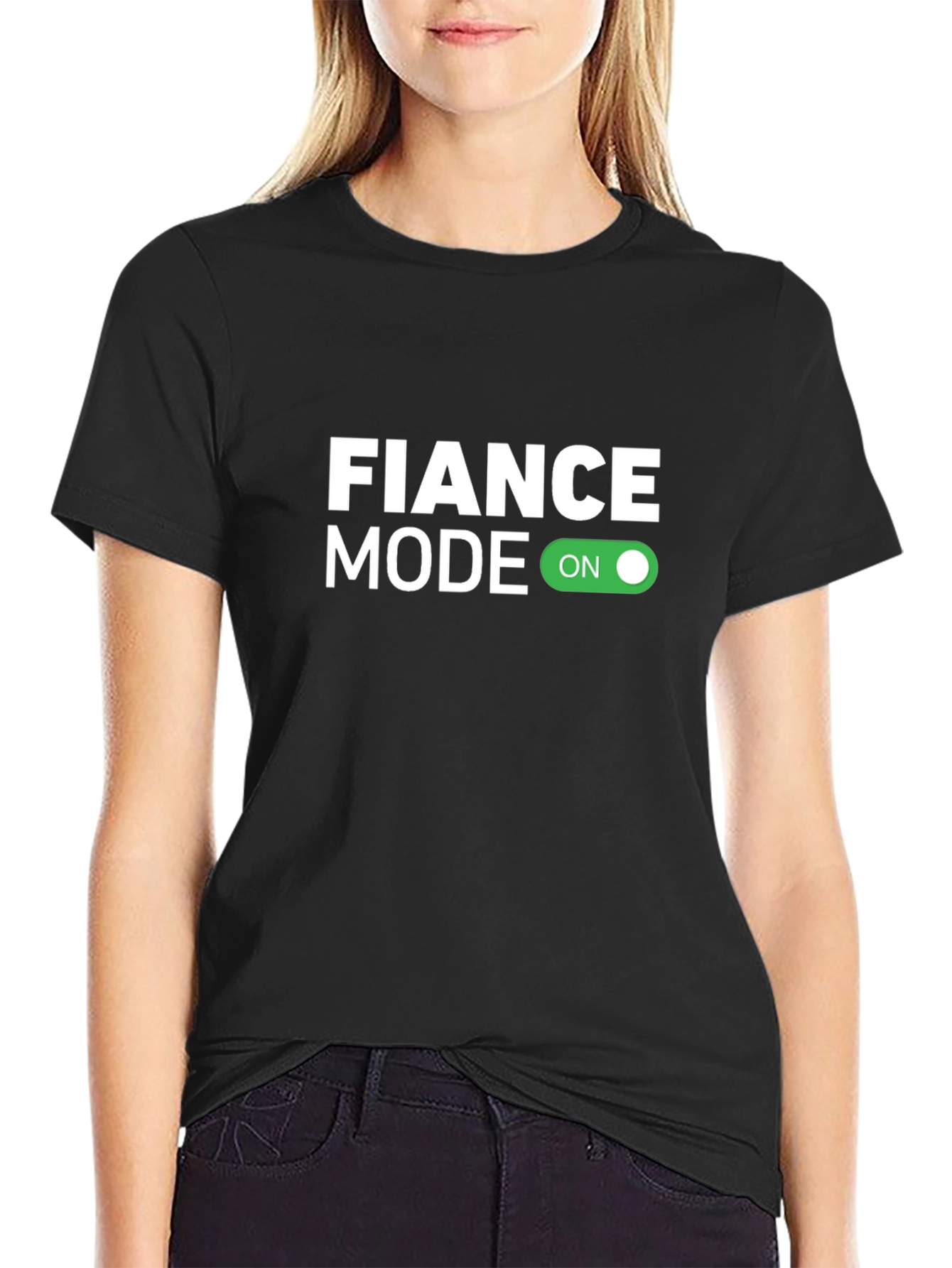 Black Fiance Mode ON Black T-Shirt view 2