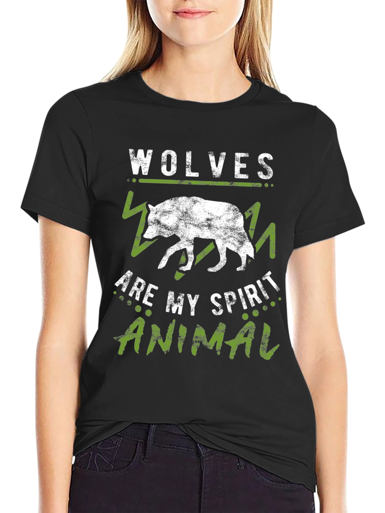 Black Wolves Are My Spirit Animal Black T-Shirt view 2