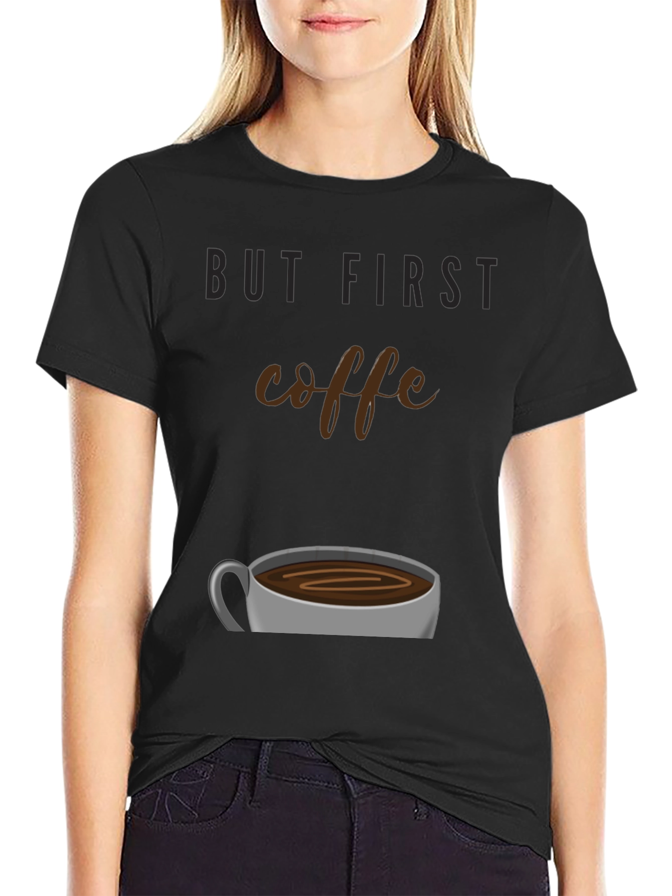 Black But First Coffee Graphic Tee - Unisex Black T-Shirt view 2