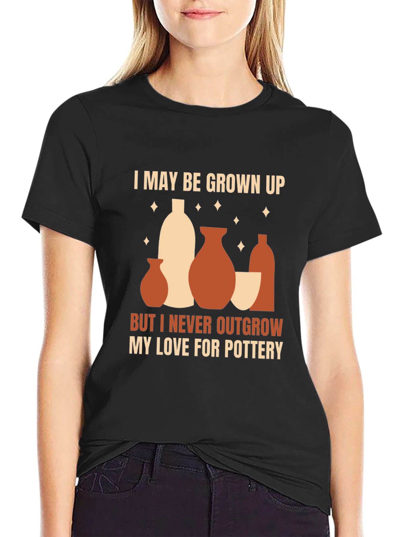 Black Pottery Lover T-Shirt - Never Outgrow My Love view 2