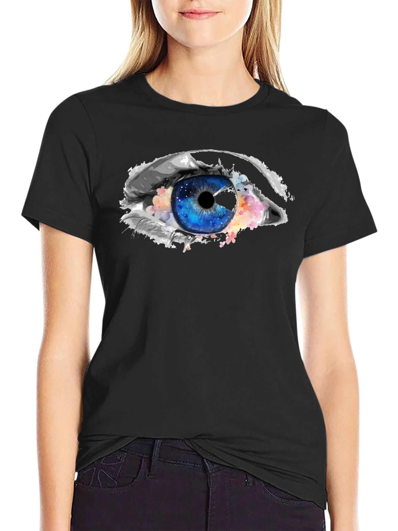 Black Eye Graphic Black T-Shirt - Unique Design view 2