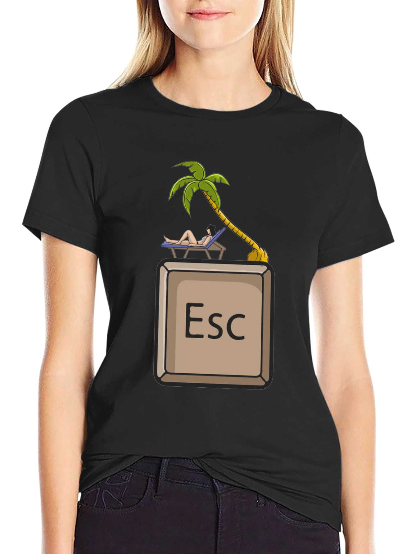 Black Escape Key Vacation T-Shirt - Relax Mode Activated view 2
