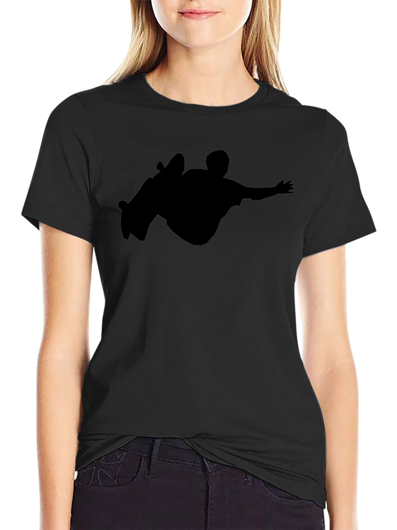 Black Skateboarder Silhouette T-Shirt - Cool Graphic Tee view 2