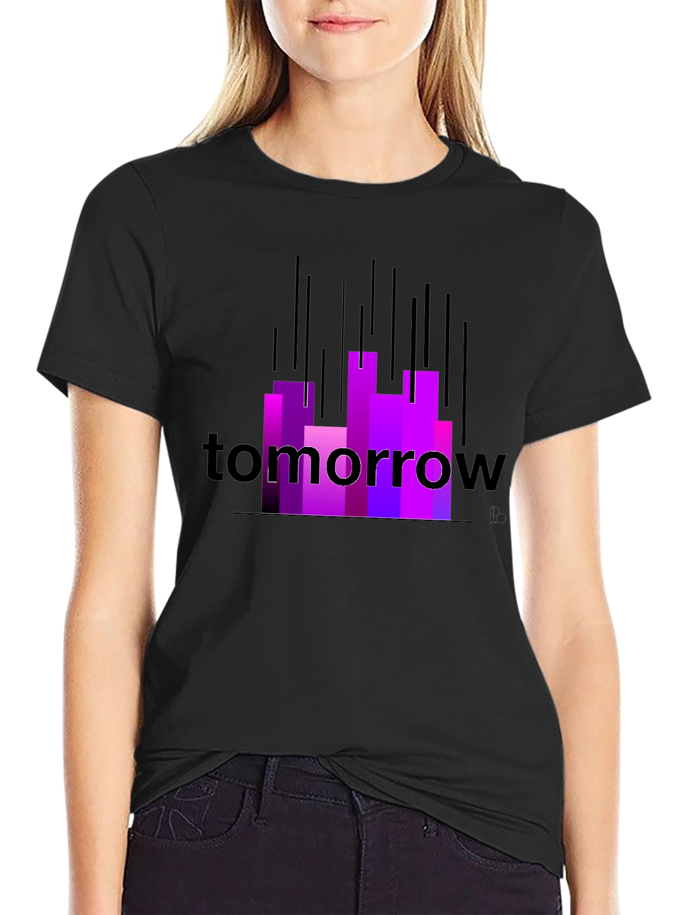 Black Tomorrow Graphic Tee - Modern Cityscape Design view 2