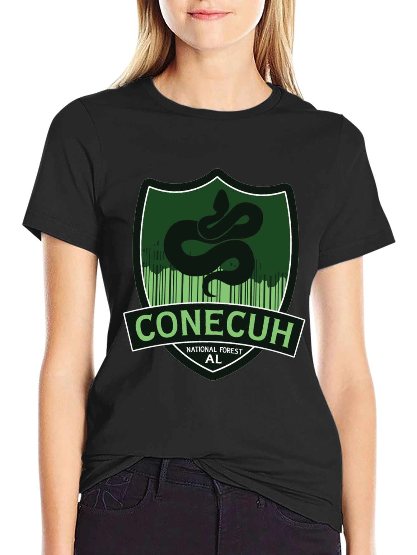 Black Conecuh National Forest Snake Graphic T-Shirt view 2