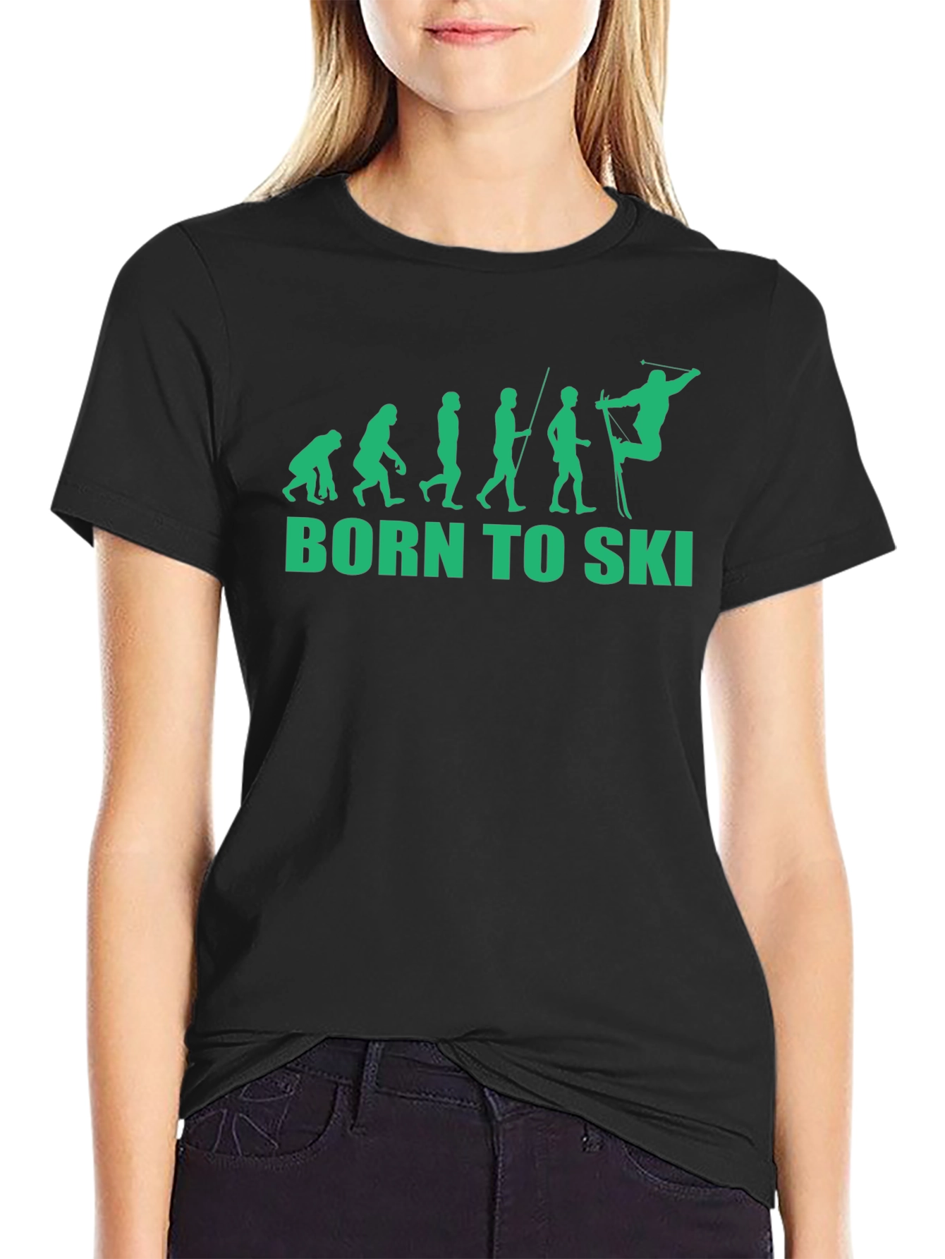 Black Born to Ski Evolution T-Shirt view 2