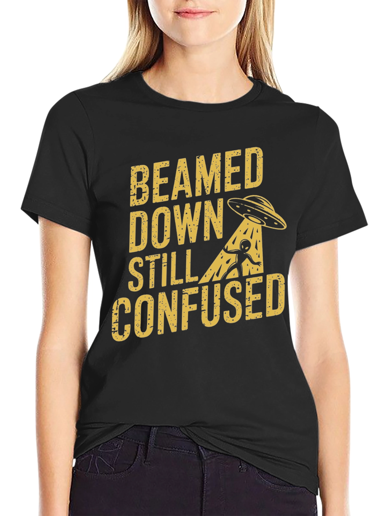 Black Beamed Down Still Confused Graphic T-Shirt - Black view 2