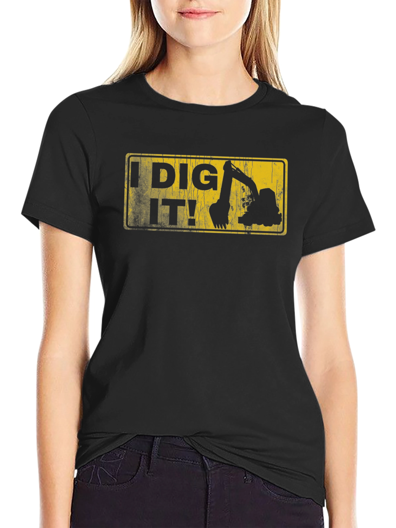 Black I Dig It! Excavator Graphic Tee - Black view 2