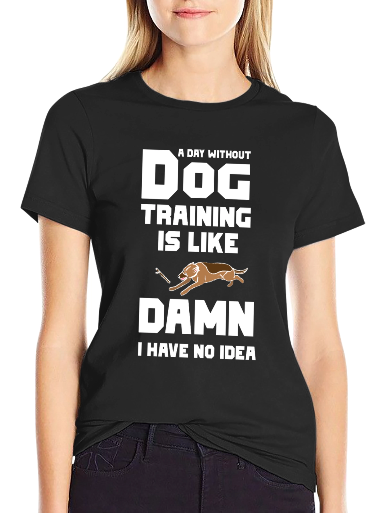 Black Funny Dog Training T-Shirt view 2