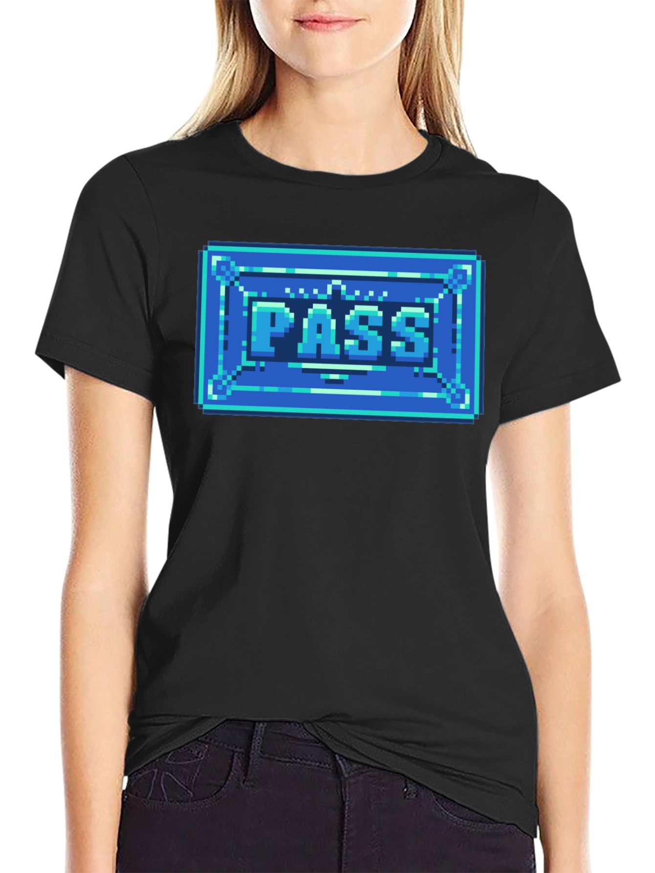 Black 8-Bit Pass T-Shirt - Retro Gaming Style view 2