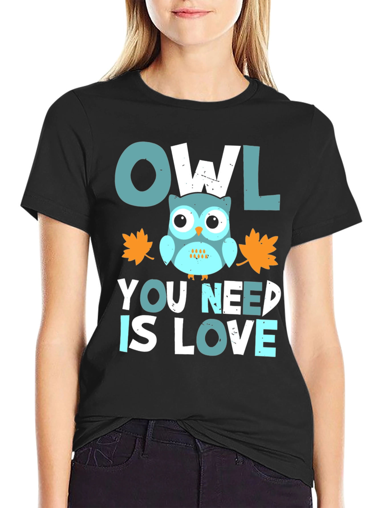 Black Owl You Need Is Love Graphic Tee view 2