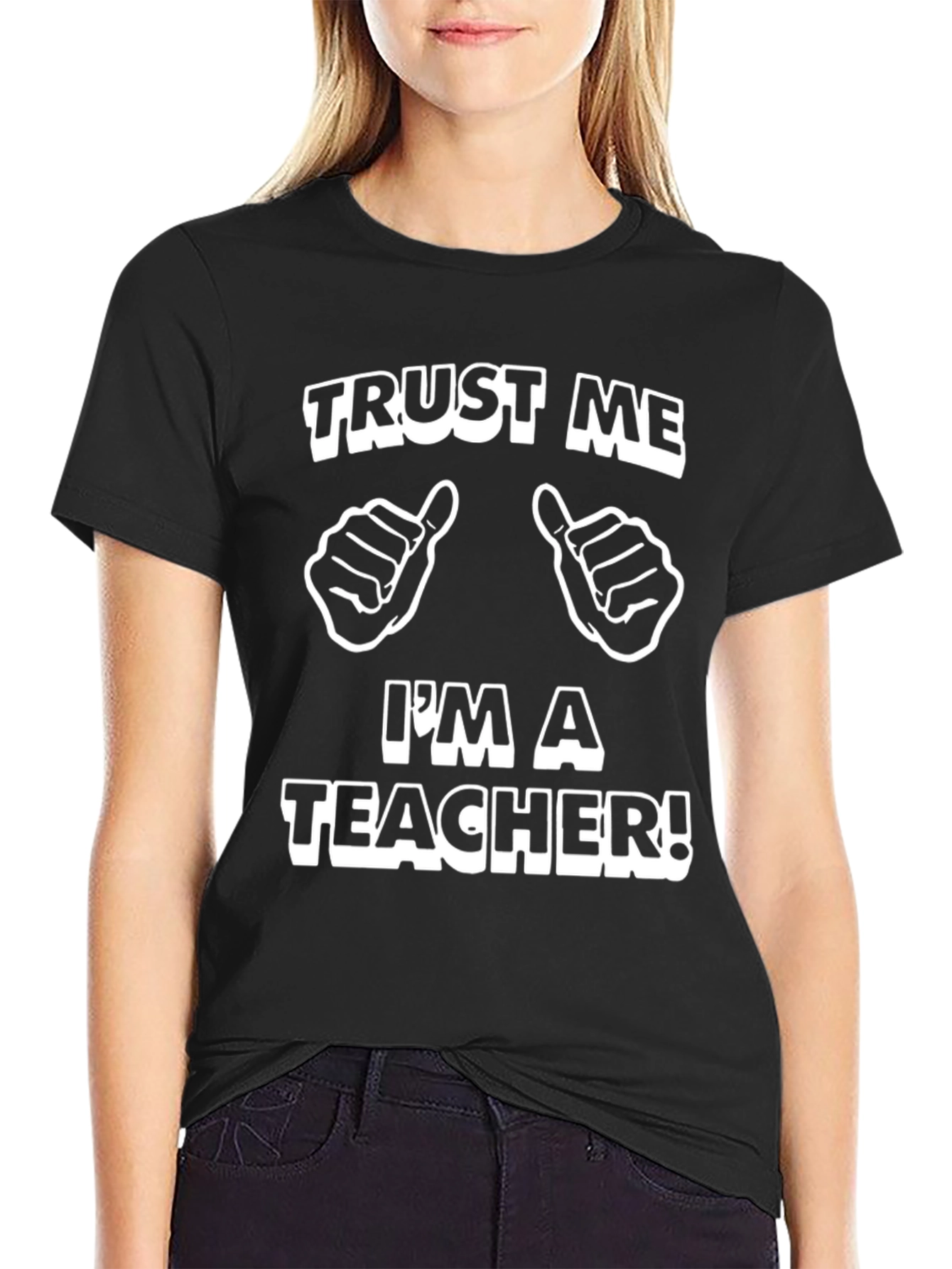 Black Trust Me I'm A Teacher Funny T-Shirt view 2