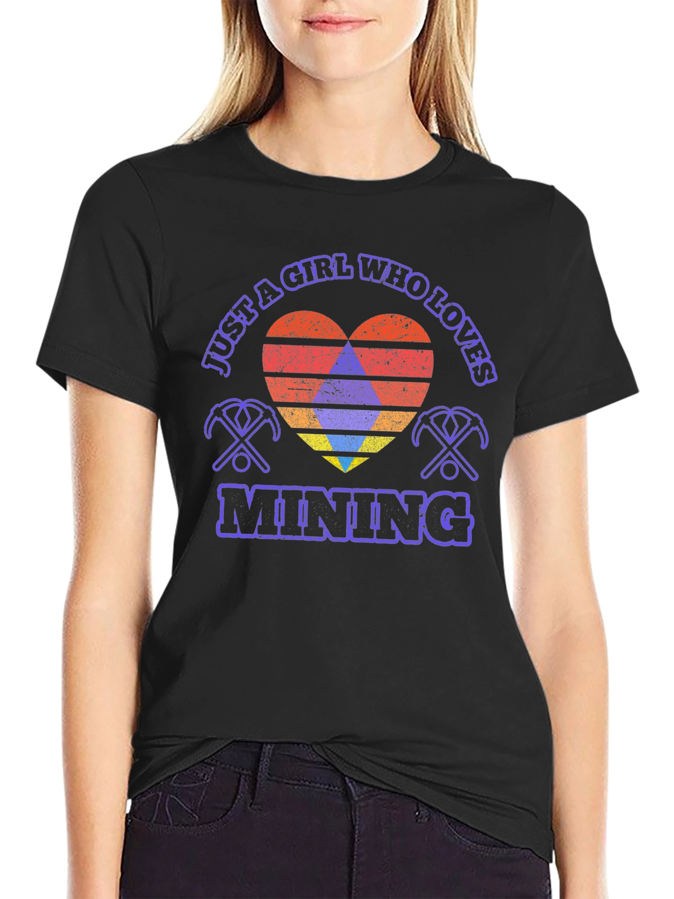 Black Just a Girl Who Loves Mining T-Shirt view 2