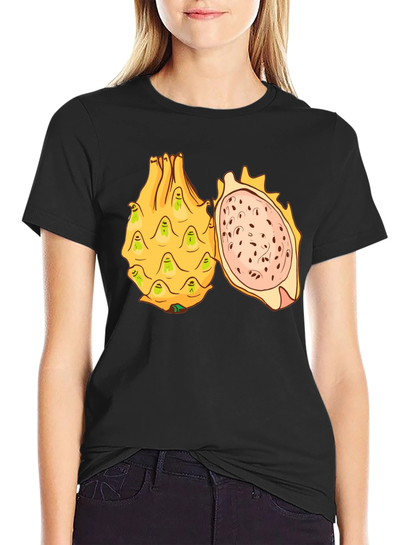 Black Dragon Fruit Graphic T-Shirt - Unique Fruit Design view 2