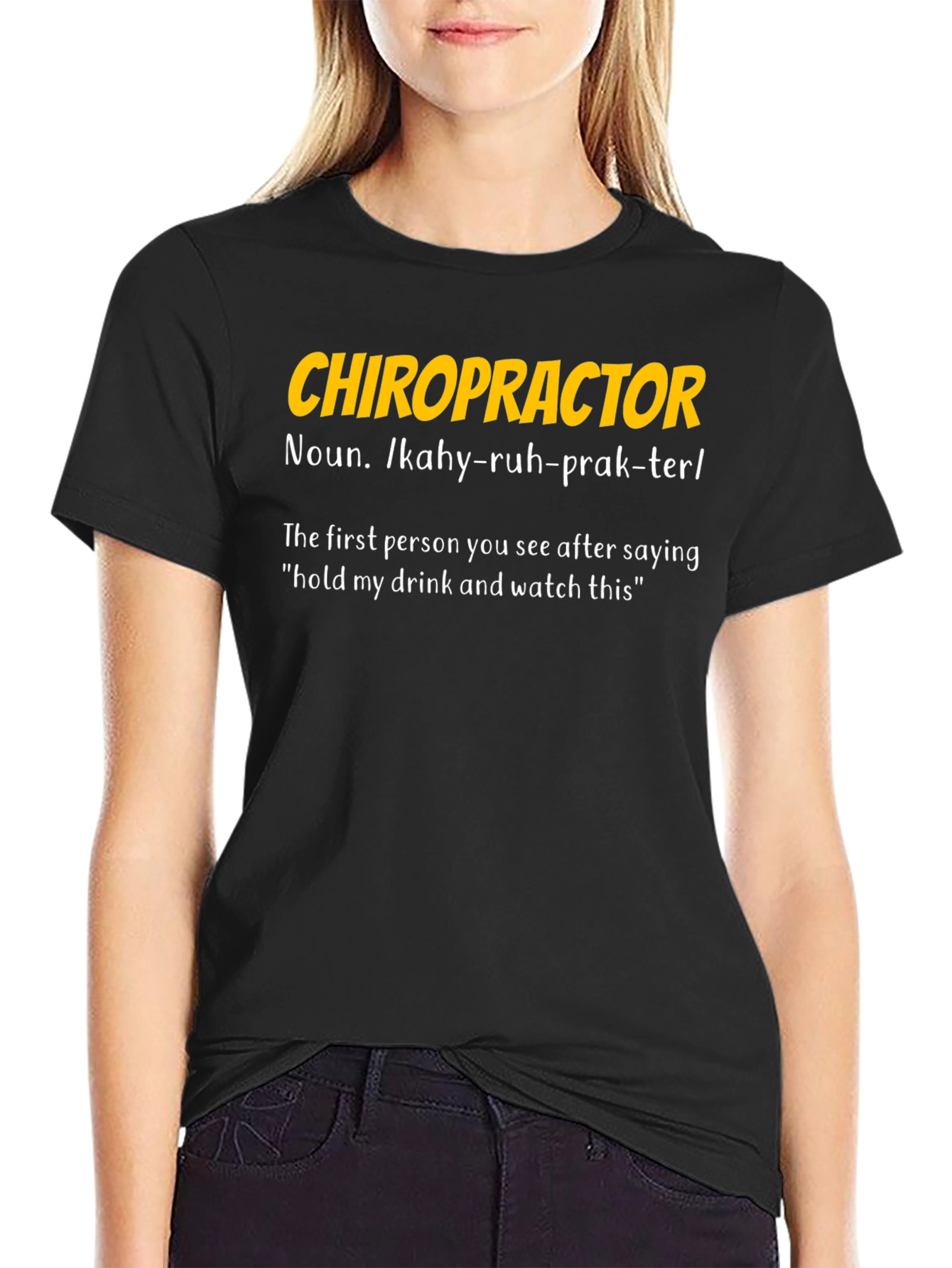 Black Chiropractor Definition Graphic T-Shirt view 2