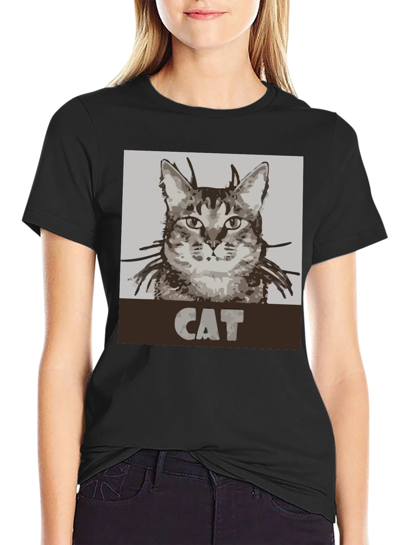 Black Cat Graphic Tee - Unisex Black T-Shirt view 2