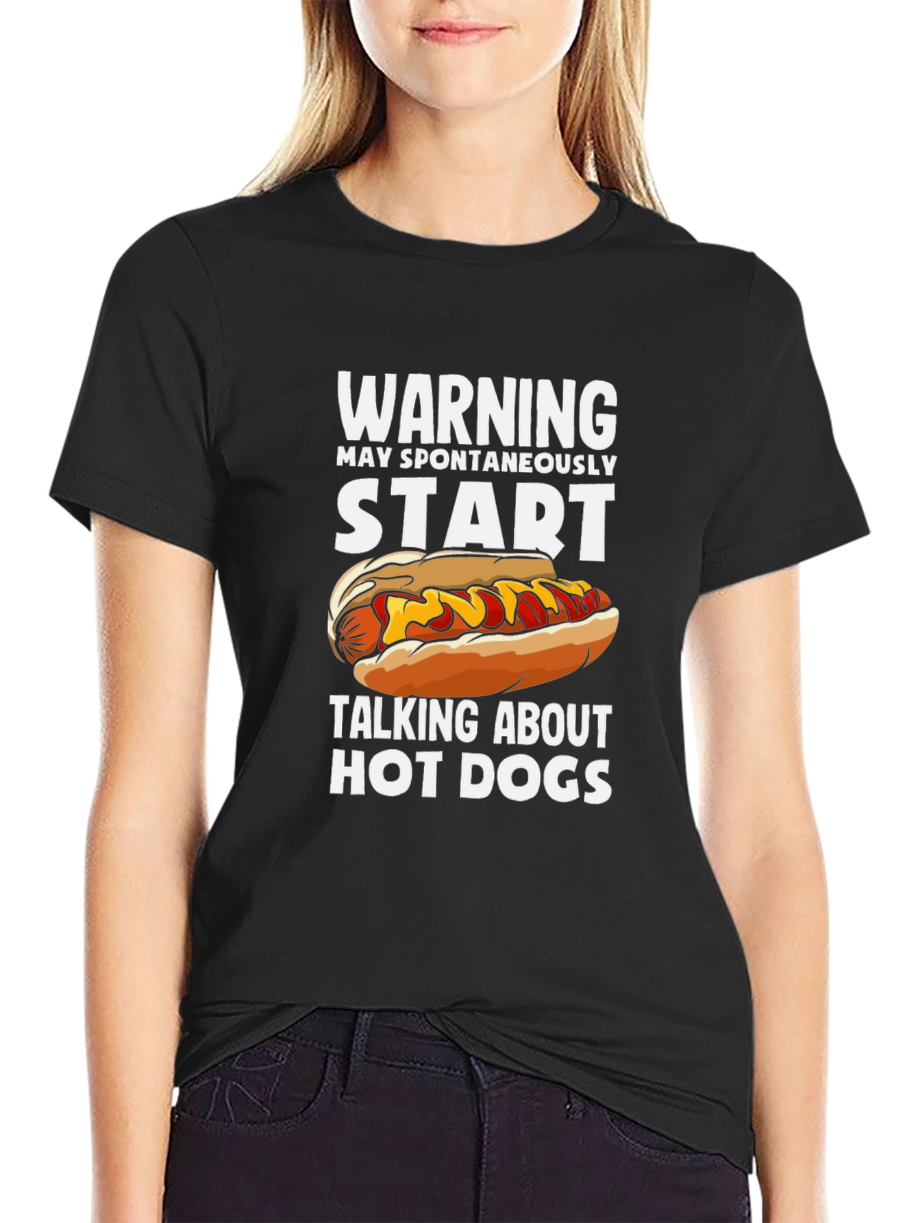 Black Warning Hot Dog T-Shirt view 2