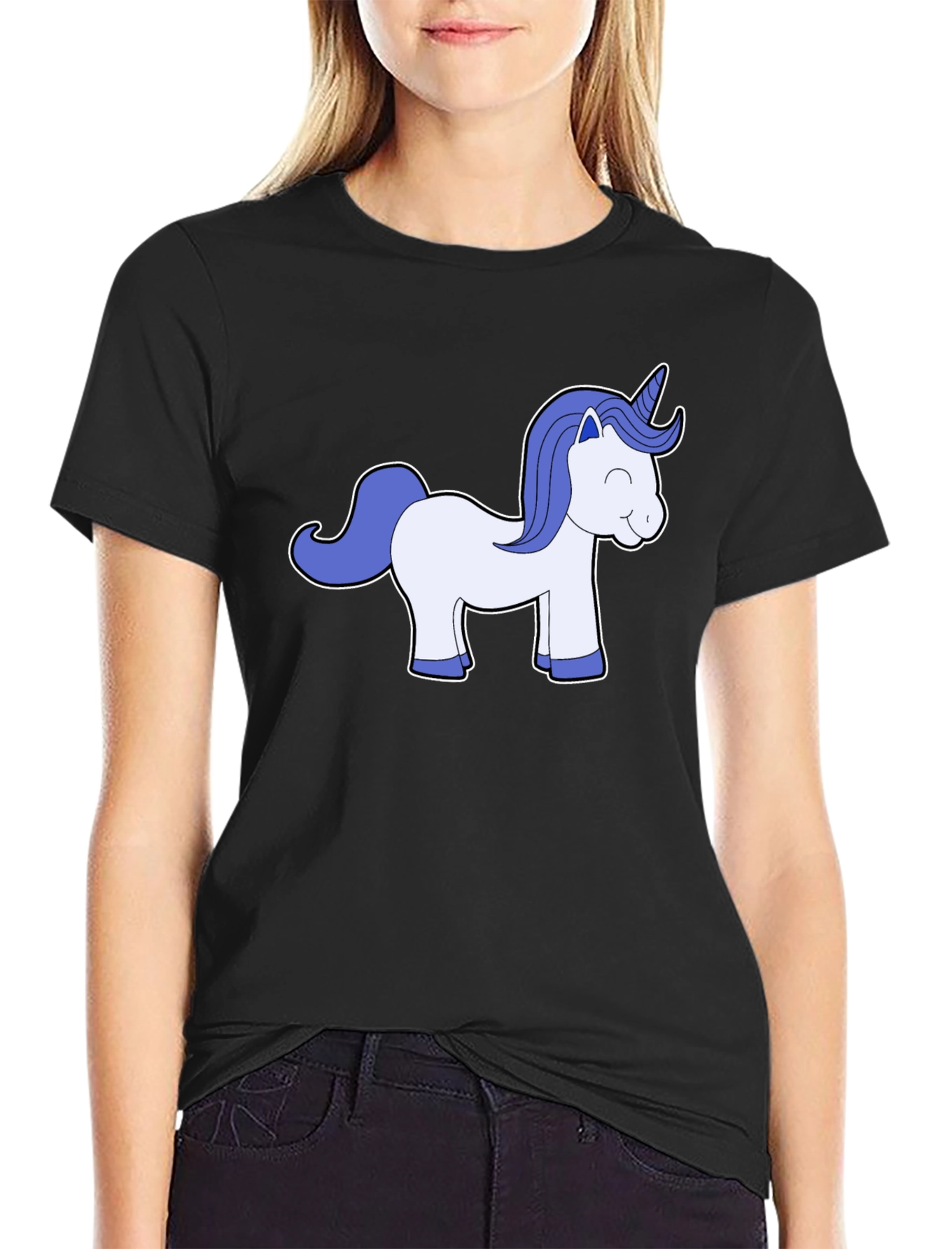 Black Unicorn Graphic Black Tee - Men's Casual T-Shirt view 2