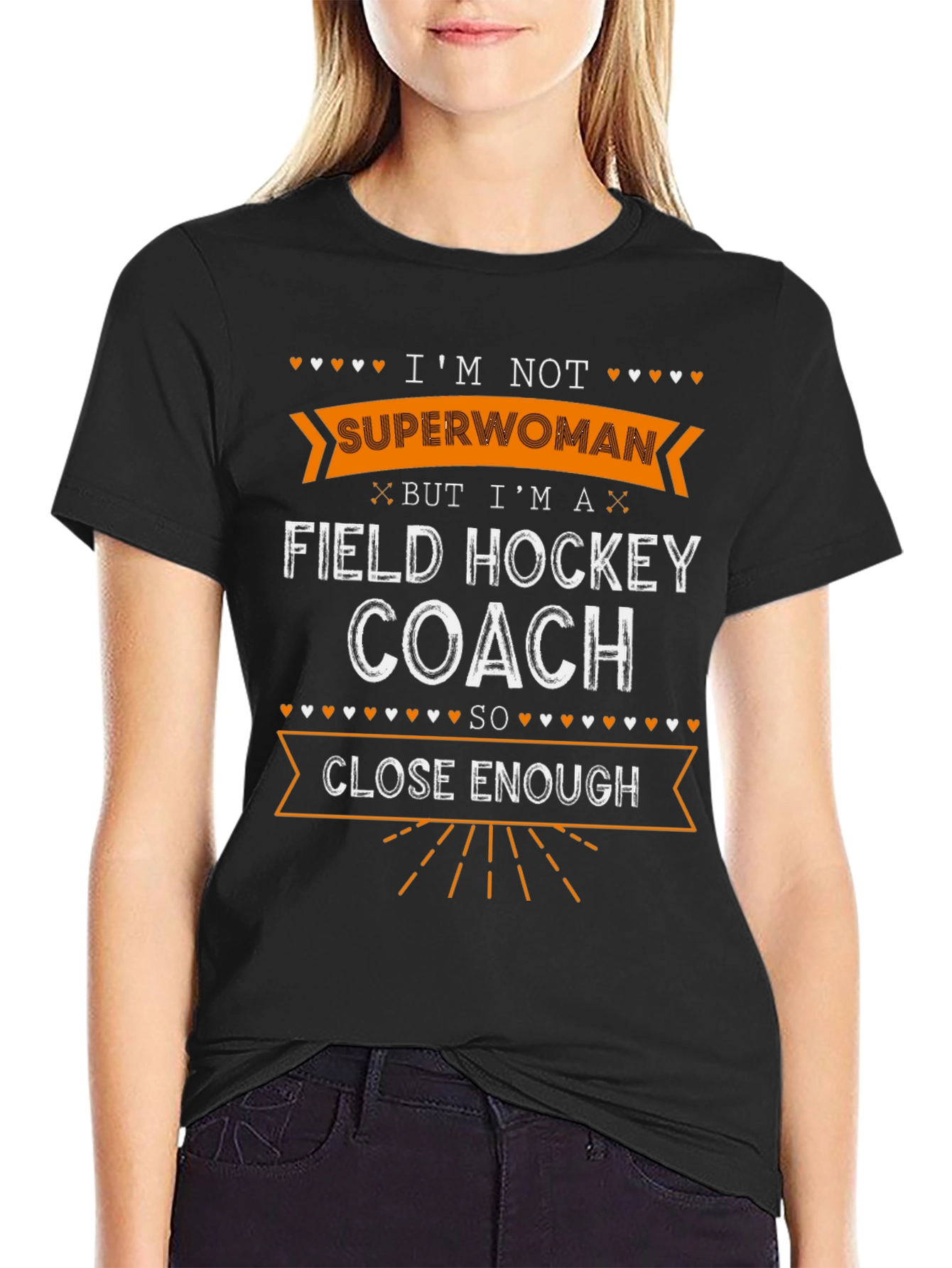 Black Field Hockey Coach T-Shirt - I'm Not Superwoman view 2