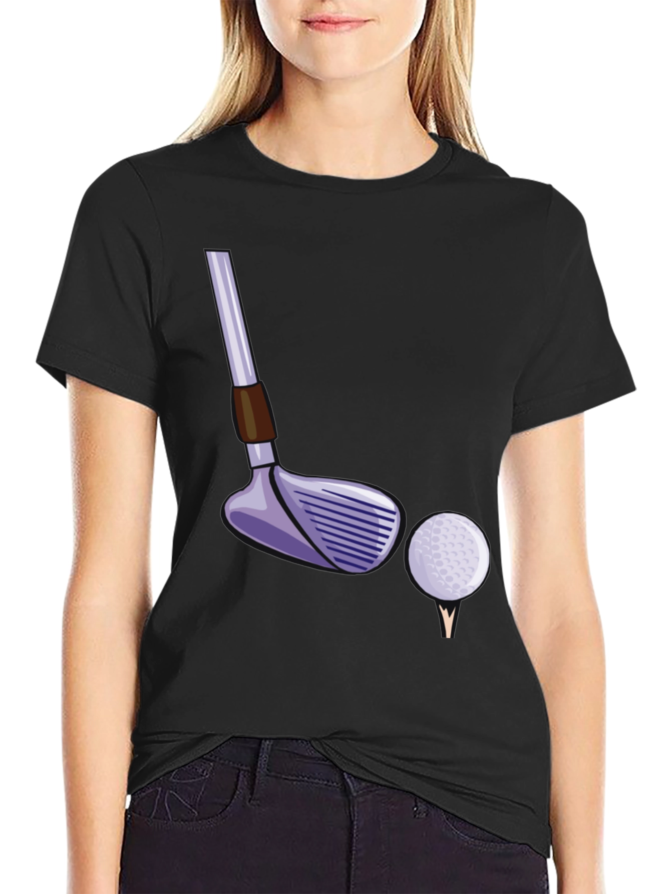 Black Golf Club and Ball T-Shirt - Black Tee view 2
