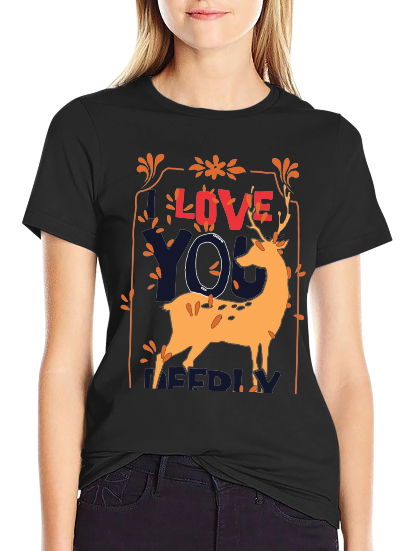 Black Love You Deerly Graphic Tee view 2
