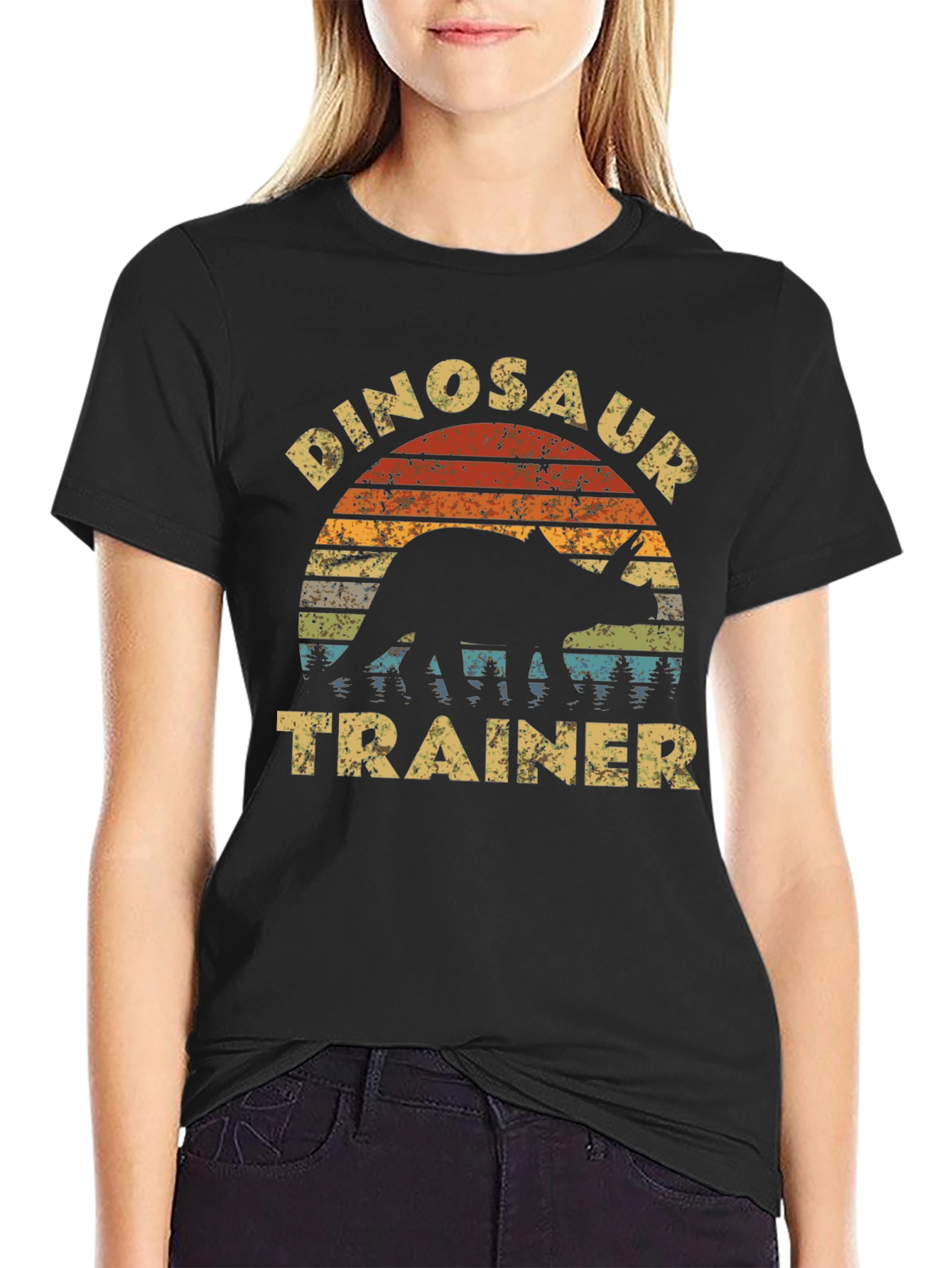 Black Dinosaur Trainer T-Shirt Retro Style view 2