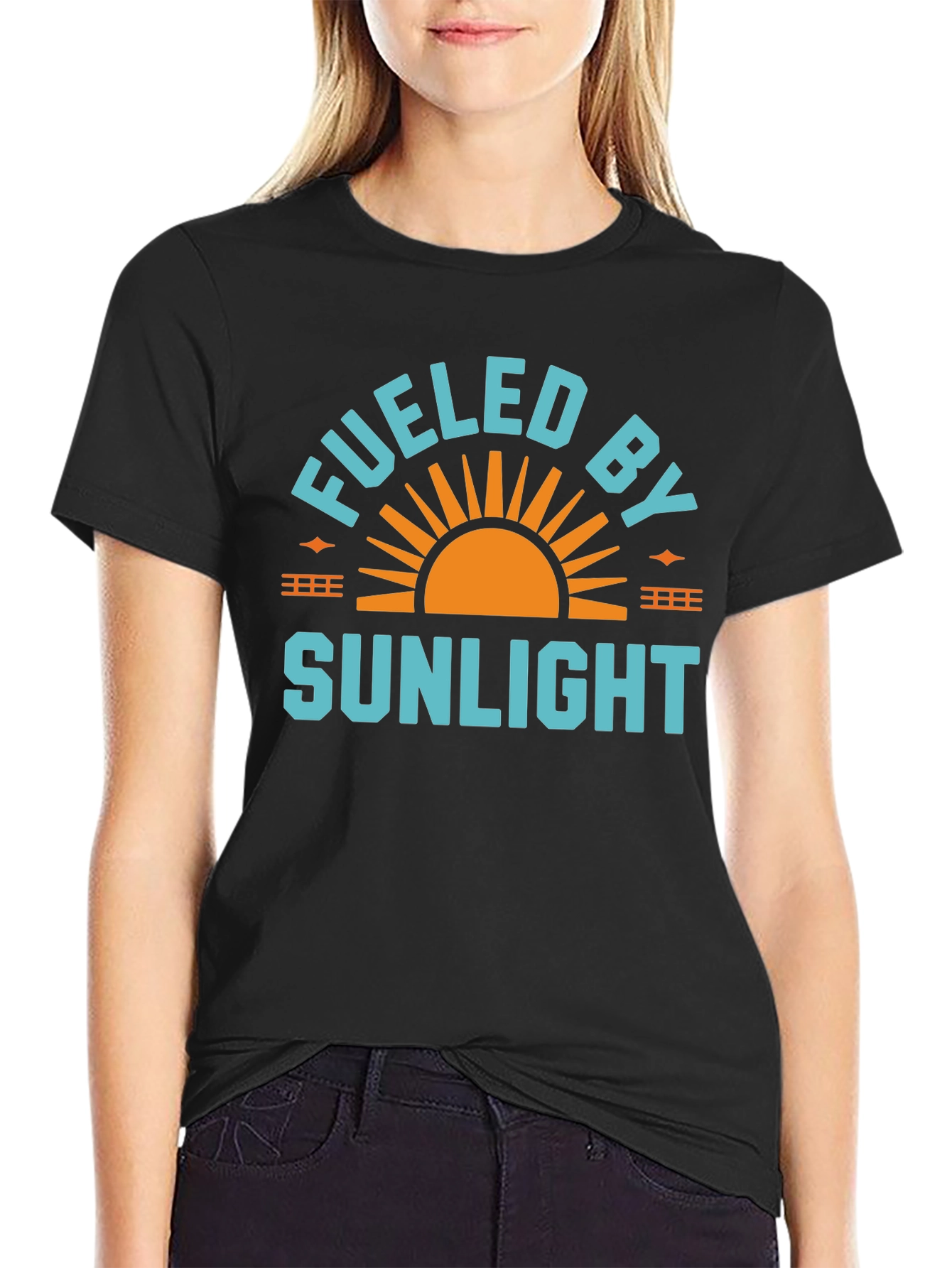 Black Fueled By Sunlight Graphic Tee - Black Casual Shirt view 2