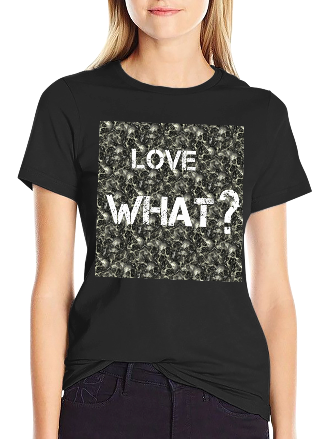 Black Love What? Skull Print Black T-Shirt view 2