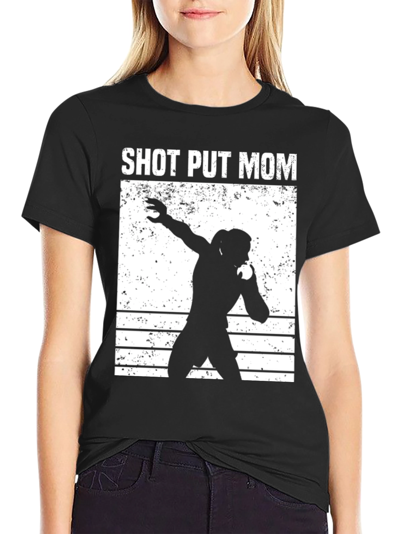 Black Shot Put Mom Black T-Shirt view 2