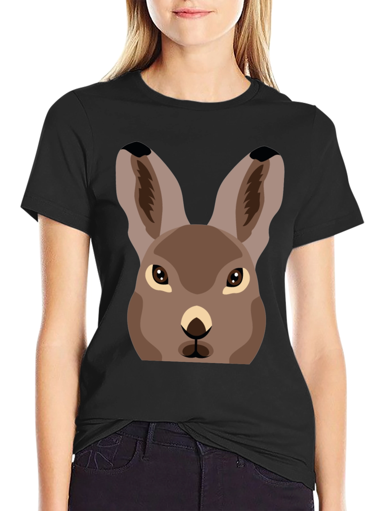 Black Hare Graphic Tee - Unisex Black T-Shirt view 2