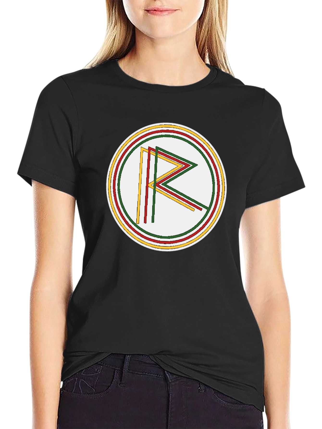 Black Graphic Tee:  Abstract Circle Design view 2