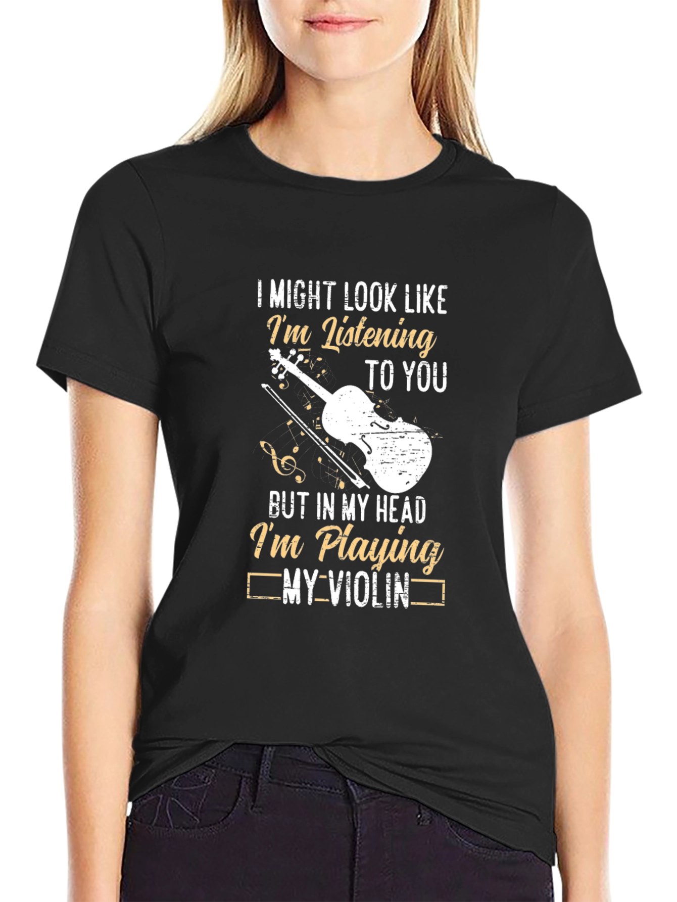 Black Violin Player Funny Graphic T-Shirt view 2