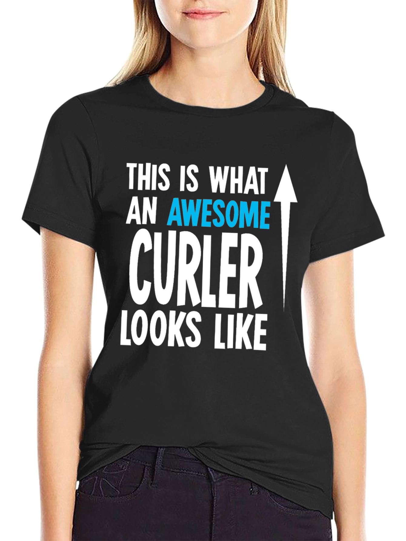 Black Awesome Curler T-Shirt | Curling Fan Tee view 2